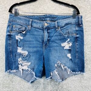 Torrid Womens Size 14 Mid Rise Mid Short Vintage Stretch Denim Distressed Frayed